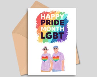 Pride-maandkaart | LGBT-groet Rainbow Heart (digitale download)
