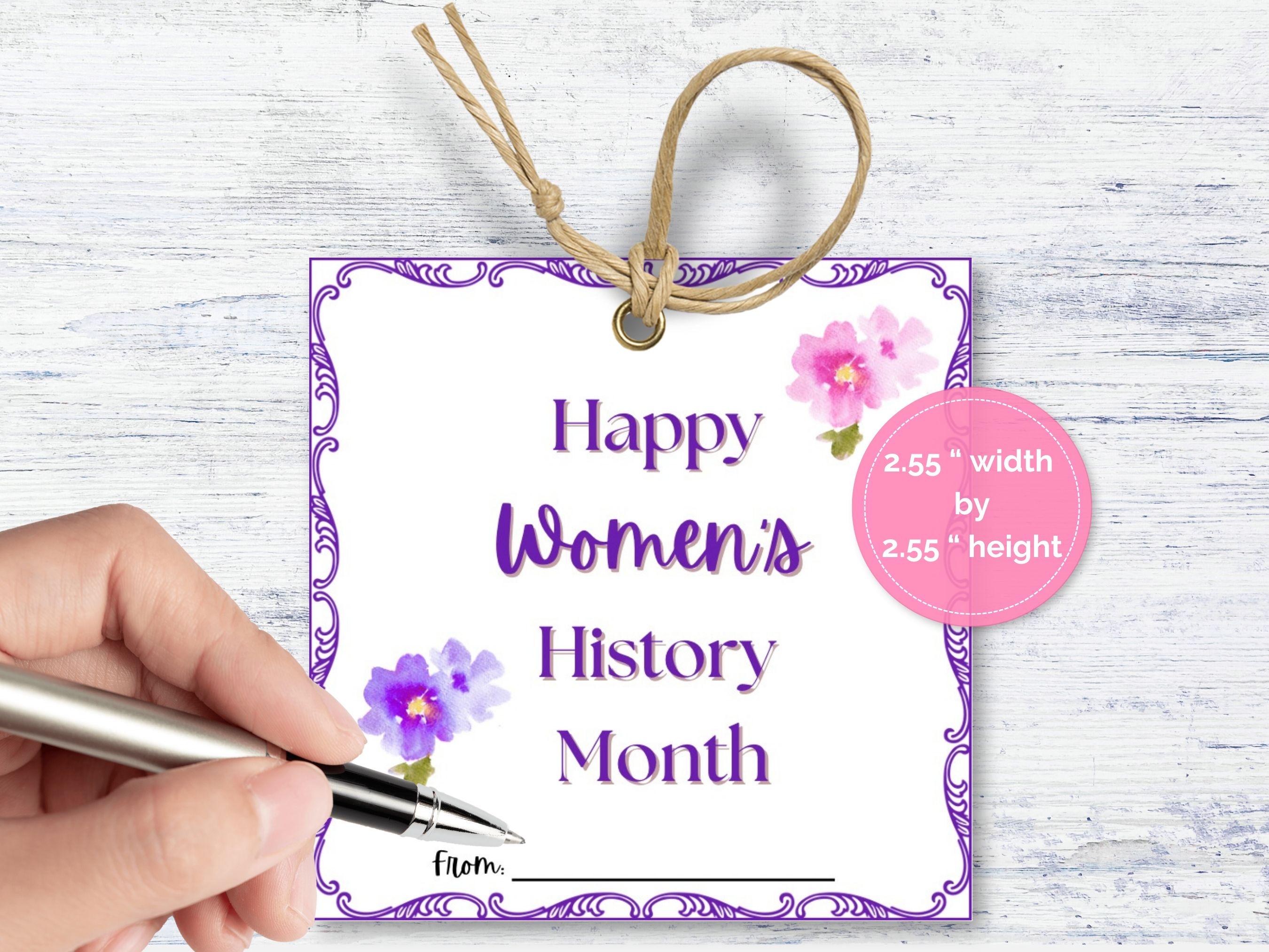 Woman's History Month Tag, Square Printable Appreciation Tag, Instant ...