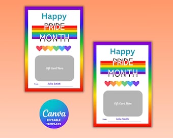 Cadeaubonhouder maand Pride, Rainbow LGBTQ+ Pride (bewerkbare sjabloon)