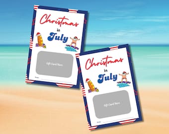 Cadeaukaarthouder Kerstmis in juli, tropische zomervakantie afdrukbaar (directe download)