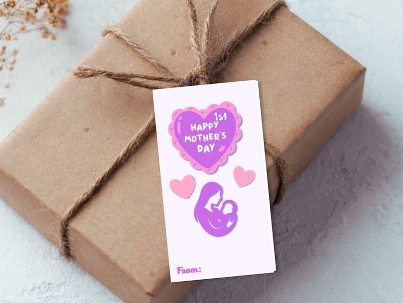 Etiqueta de regalo para el primer Día de la Madre, elegante mensaje femenino, imprimible (descarga digital) imagen 2