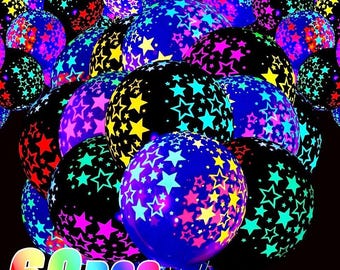 10 / 60 ballons néon phosphorescents - Ballons en latex fluorescents avec points lumineux