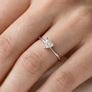 14k Gold Single Solitaire Diamond Ring / Stacking Solitaire Diamond Ring / Diamond Promise Ring / Gift for Her / Diamond Birthday Gift