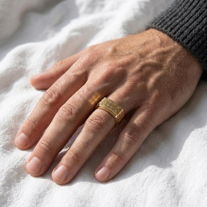 Modern Geometric Mens Diamond Ring – Minimal Luxury Statement Band

Elevate your everyday style with this modern geometric mens ring featuring a sleek architectural grid design and subtle diamond accents. Crafted for men who appreciate clean lines and contemporary luxury, this ring delivers a bold masculine appearance while maintaining a refined minimalist aesthetic.
