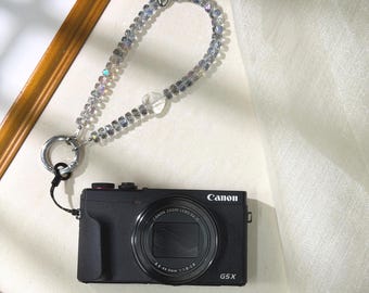 Colgante para cámara digital hecho a mano con cuentas, correa para cámara, cordón para teléfono, colgantes para teléfono, regalos para fotógrafos.
