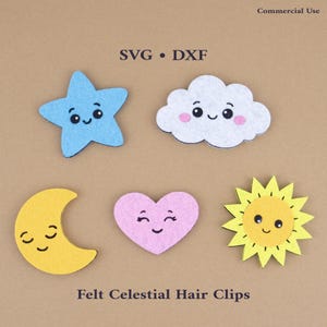 Celestial SVG-haarspeldjes – vilt sjabloon voor lasersnijbestanden (haaraccessoire)