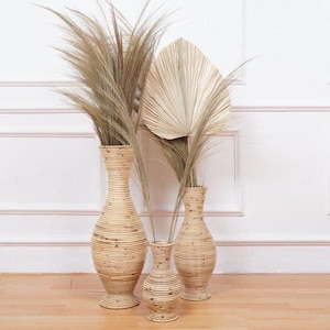 Handwoven Rattan Bud Vases – Natural Wicker Boho Home Decor