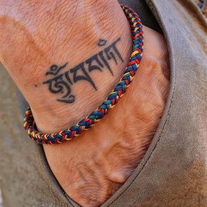 Tibetan Braided Mens Womens Bracelet, Dragon Scale Design Bracelet, Handwoven Spiritual Healing and Fortune Jewelry
