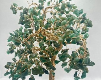 Green Jade Crystal Tree – 500 Beads | Handmade Feng Shui Money & Healing Tree