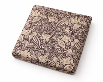 Brown Beige Paisley Floral Fabric by the Yard, Vintage Indian Print Cotton