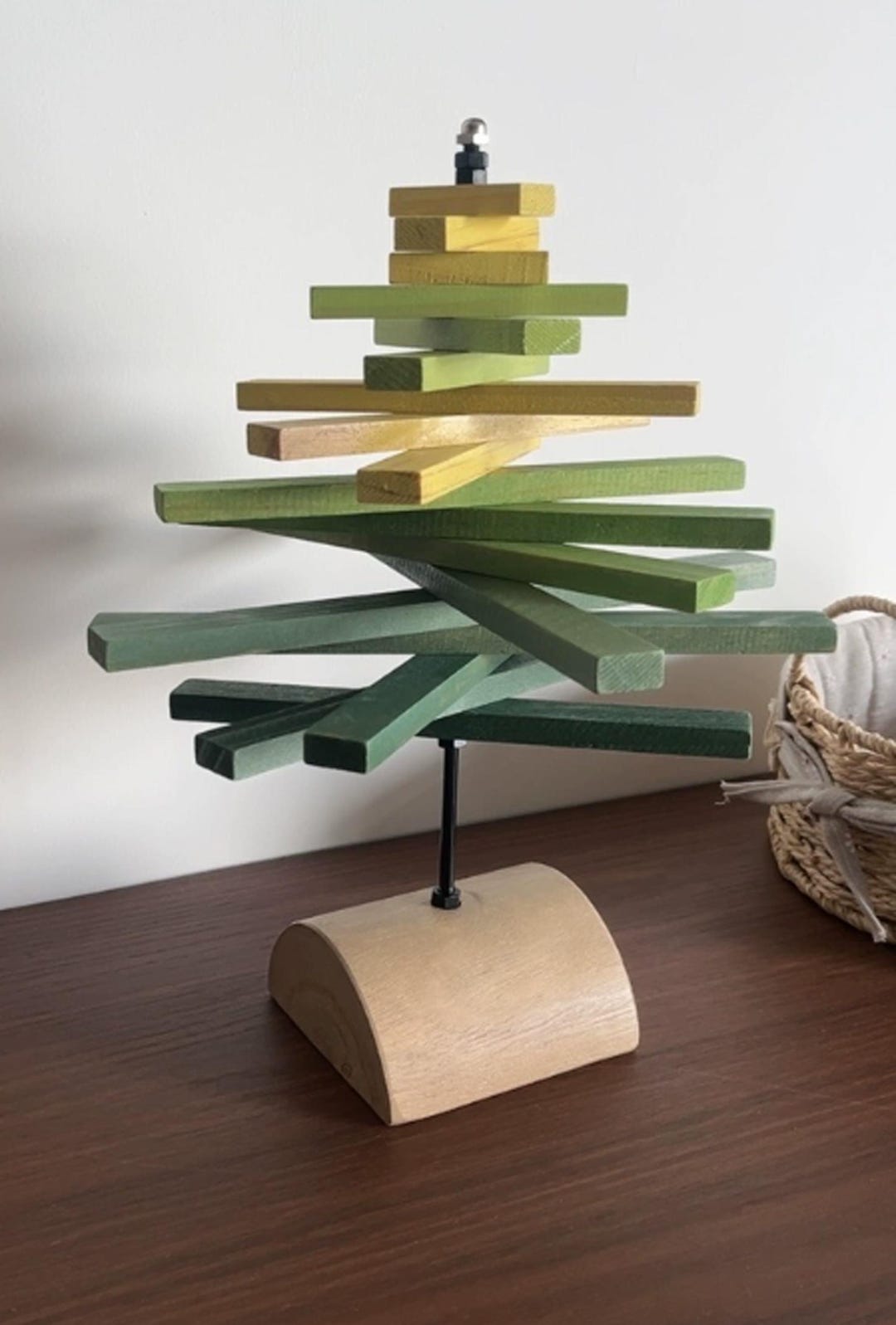 Handmade Rotating Wooden Tree Sculpture, Kinetic Desktop Art, Gradient ...