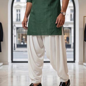 Herr Georgette Patiala Salwar Icke-transparenta veckade Punjabi-byxor Indiska etniska bröllopsbyxor