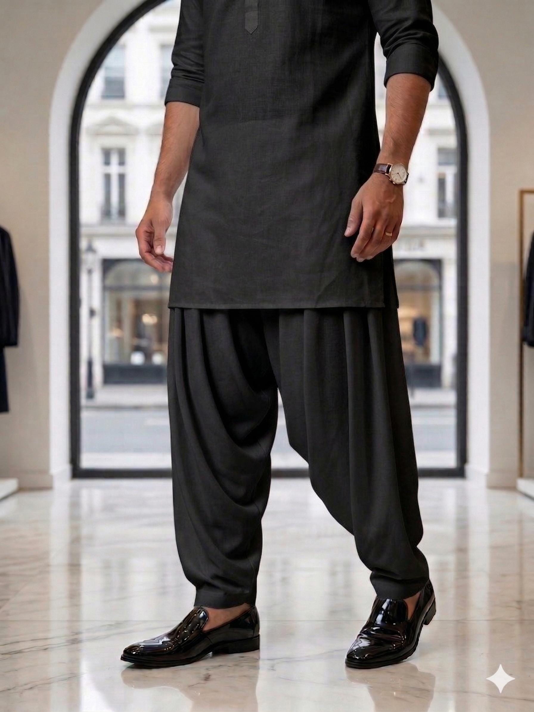 Mens Georgette Patiala Salwar Non Transparent Pleated Punjabi