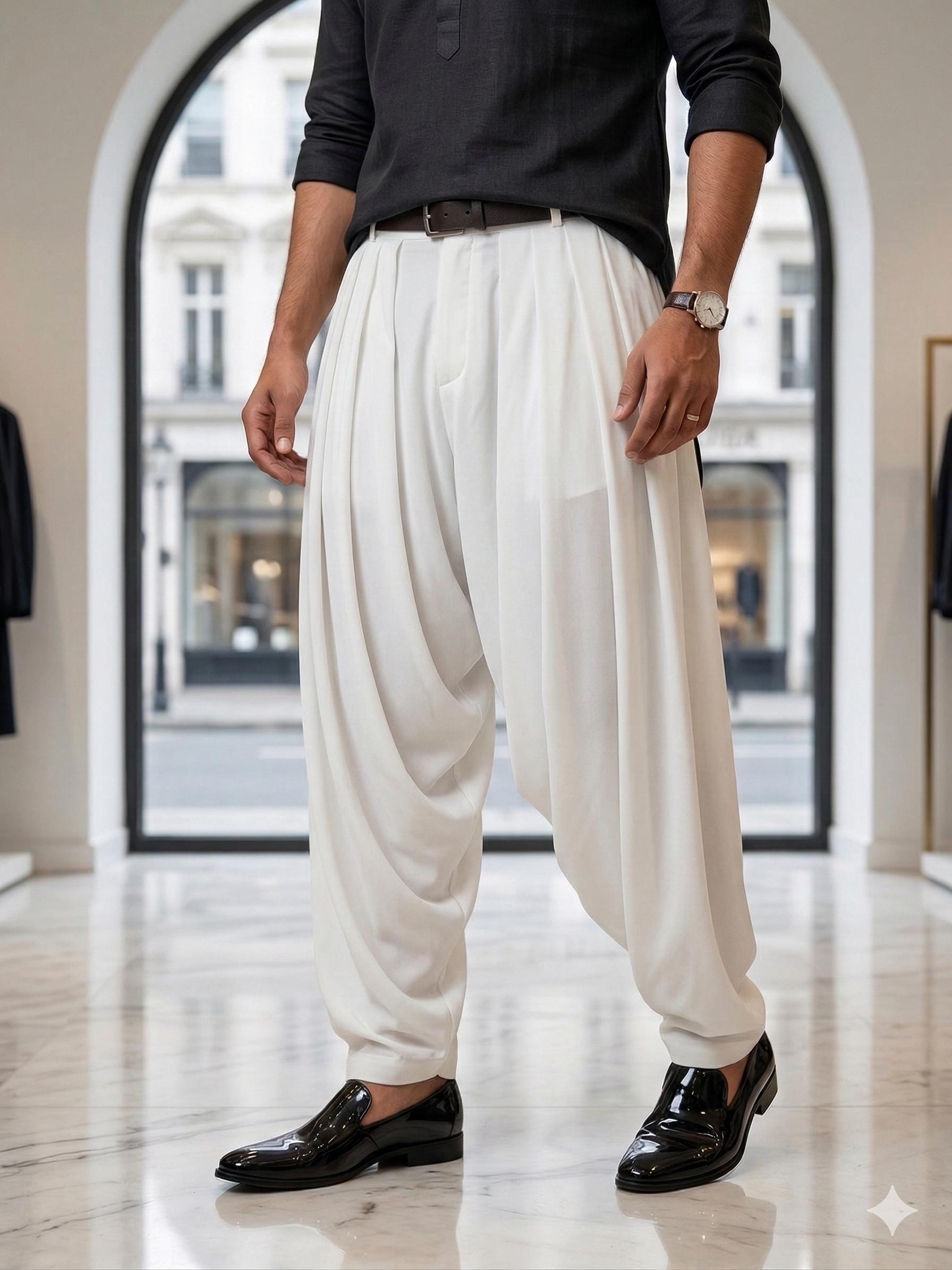 Mens Georgette Patiala Salwar Non Transparent Pleated Punjabi