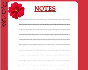 Notas / Lista de la compra / Lista de tareas - Mariquita roja y flor - Descargas en PDF en formato A5 y rectangular