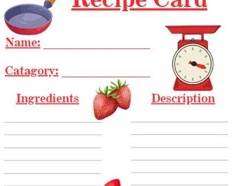 Recipe Card A4 A5 Red