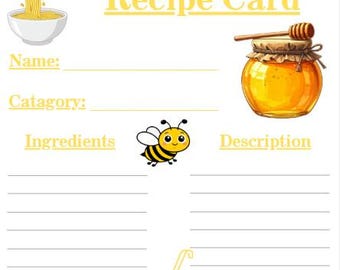 Recipe Card A4 A5 Yellow