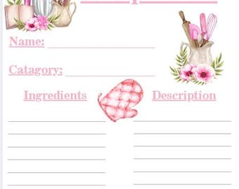 Recipe Card A4 A5 Pink