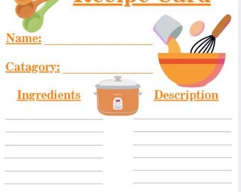 Recipe Card A4 A5 Orange