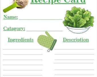 Recipe Card A4 A5 Green