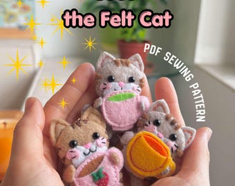 Cadeau pour papa | Coco le chat en feutre Patron de couture PDF | Adapté aux débutants | Téléchargement numérique
