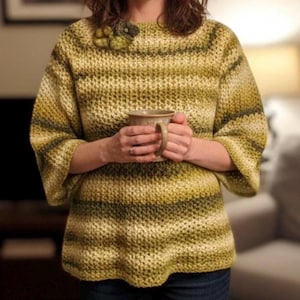 Pull tunique fait main crochet laine