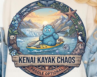 Kenai Kayak Chaos PNG Paddle Optional T-Shirt Design