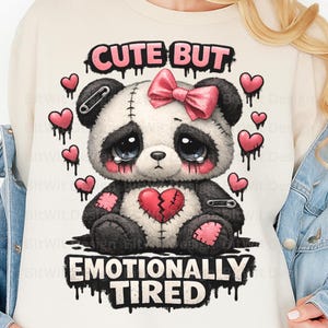 Emotionally Tired Panda PNG | Kawaii Goth Clipart (Digital Download), Patchwork