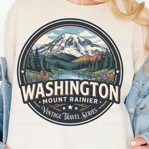 Washington Mount Rainier PNG Vintage Travel Series Digital Download for Sublimation Shirt