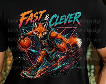 Fox Basketball PNG, Mascota Zorro Rápido e Inteligente, Diseño Deportivo de Mates, Gráfico para Camiseta de Baloncesto, Imágenes PNG para Sublimación