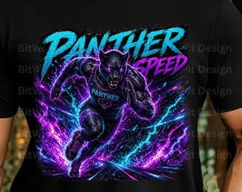 PNG de Panther Speed, diseño de camiseta de pantera corriendo, imágenes prediseñadas de animales atletas rápidos, gráfico de mascota deportiva, PNG de sublimación