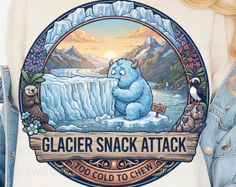 Glacier Snack Attack PNG Too Cold To Chew T-Shirt Design