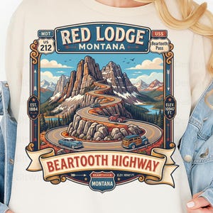 Red Lodge Montana PNG Vintage Beartooth Highway Travel Series Digital Download Shirt