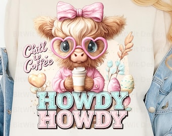 Highland Cow Coffee PNG, Western Sublimation Design (Digital Download)