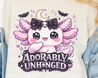 Pastel Goth Axolotl PNG, Adorably Unhinged Sublimation Design (Digital Download)