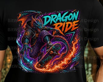 PNG de patineta de dragón, diseño de camiseta de patinador de dragón de fantasía, imágenes prediseñadas de dragón de ropa urbana, gráfico de patineta, PNG de sublimación