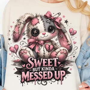 Goth Stitched Bunny PNG, Grunge Rabbit Sublimation Design (Digital Download), Patchwork