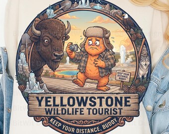 Yellowstone Wildlife Tourist PNG Keep Your Distance Buddy
