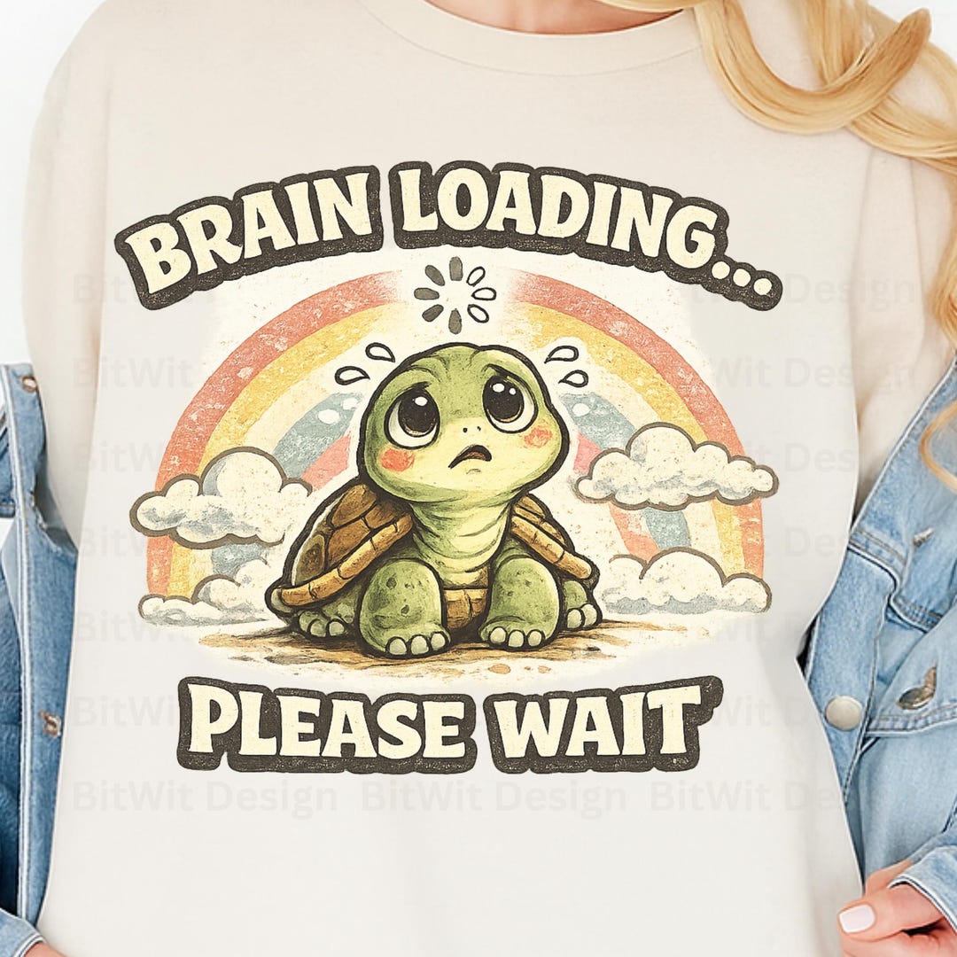 Turtle Loading Funny Turtle PNG Digital Download, Brain Loading Please Wait ...
