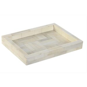 Decoratief dienblad van mangohout en schelp – Natuurlijk boho decoratief dienblad