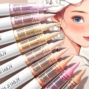 Juego de 9 rotuladores acrílicos con pincel / Rotuladores de pintura profesionales con control automático de tinta.