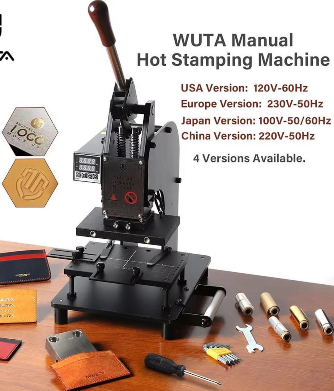 Wuta WUTA Manual Hot Stamping Machine for Leather, PVC, Card Embossing Logo ...