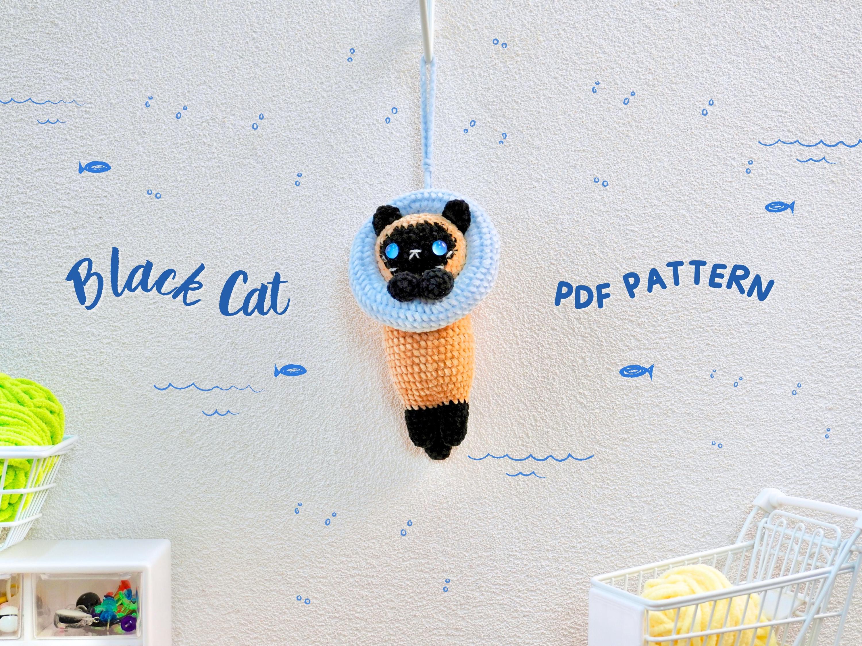 30 Black Cat Crochet Patterns for Amigurumi, Bags, Keychains, and Cozy Handmade Gifts 9 Hanging Black Cat Plushie