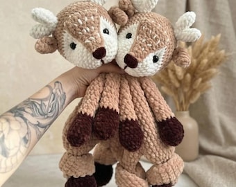 Cute Crochet Deer Pattern, Amigurumi Woodland Deer Plush, Handmade Reindeer Toy, Boho Nursery Decor, Baby Shower Gift Stuffed Soft Knit Doll