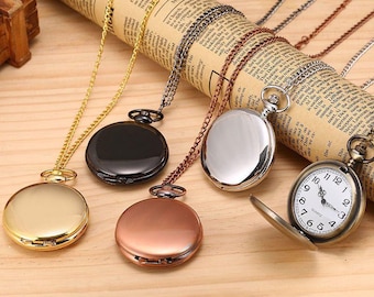 Reloj de bolsillo personalizable con foto y texto, collar con reloj de bolsillo grabable de estilo retro, regalo personalizado para cumpleaños, bodas y aniversarios.