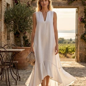 beach dress fabric Women Linen Beach Dress Fabric Clothing Women Summer Sleeveless Maxi Beach Dress - Women's Dresses and Lounge Dress price