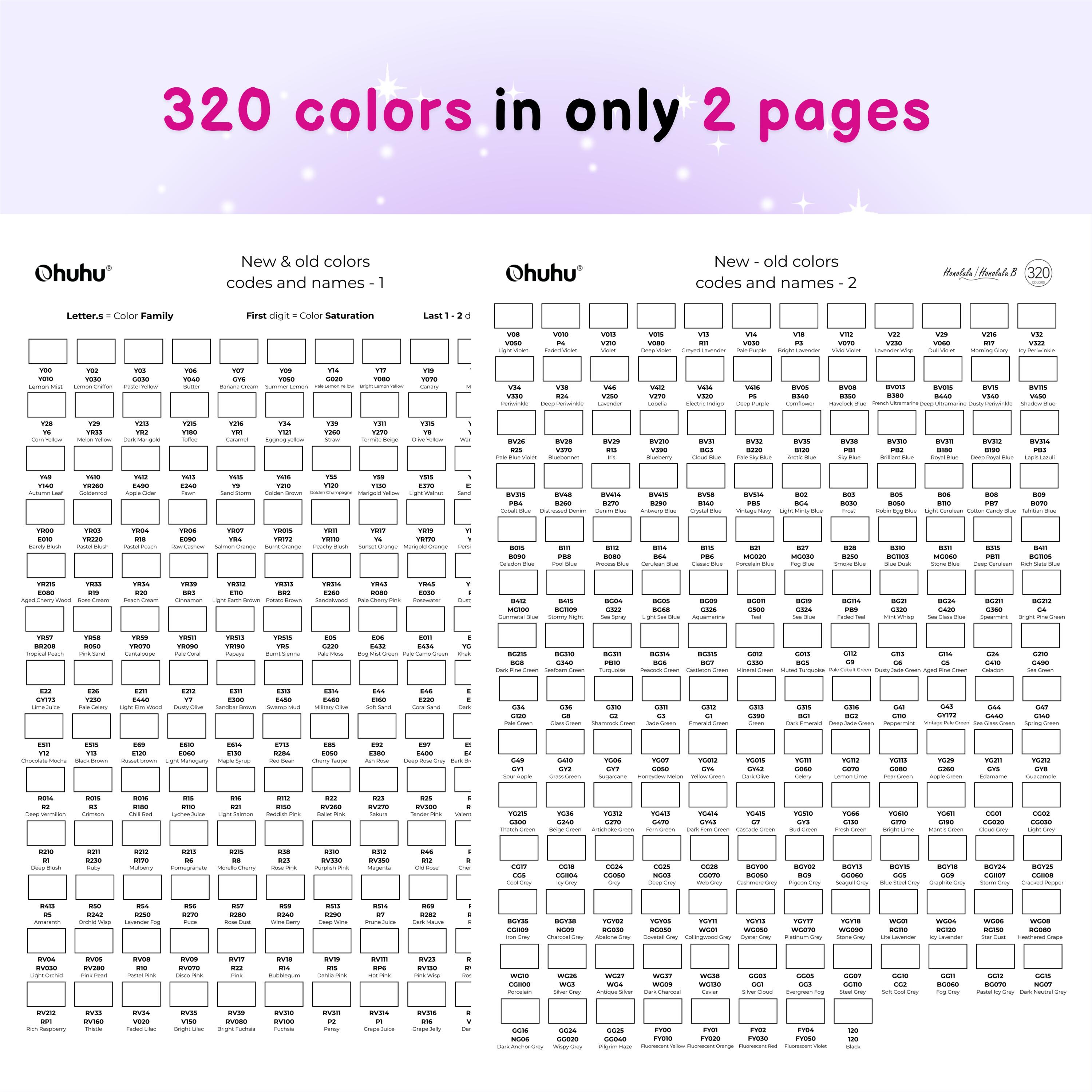 320 Color Code Ohuhu Honolulu 320 Color Swatch | Upgradedversion | Printable PDF ...