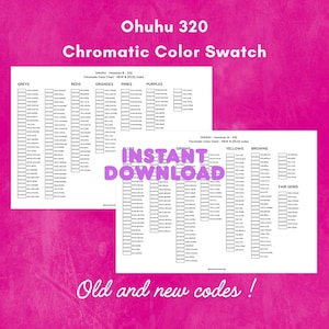 Nuancier Chromatique de marqueurs Ohuhu 320 | Nouveaux et anciens codes inclus | PDF numérique à imprimer et à colorier