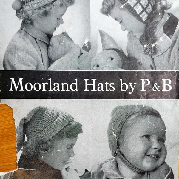Vintage Knitting Pattern, 4 children's hats - FREE - Digital Download