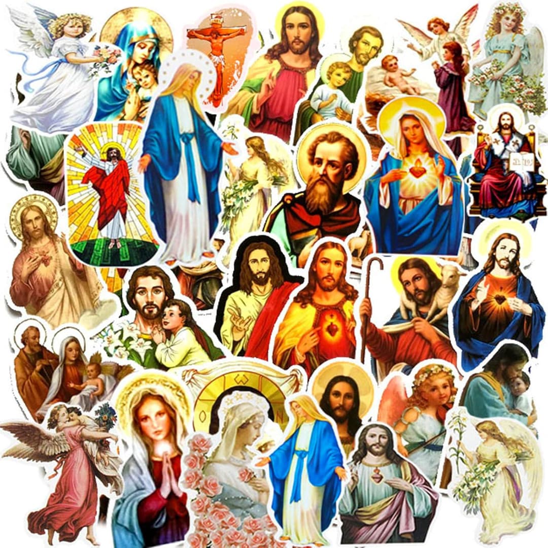 60PCS Catholic Stickers Pack , Religious Bible Faith Cross Vinyl Decals ...